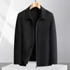 Chaqueta de Hombre 26 Otoño/Invierno, Cuello de Solapa, Ligeramente Holgada, Versión con Cremallera, Para Jóvenes y de Mediana Edad, Estilo Old Money, Negocios, Mangas Raglán, Abrigo Corto de Lana