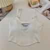 Camisola popular de celebridad en línea con estampado de letras, chaleco de espalda bonita, una pieza con copa fija, pecho envuelto, prenda exterior, top corto básico