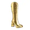 Botas de moda versátiles antideslizantes con suela de goma para mujer, botas altas de invierno y otoño transfronterizas, plataforma impermeable de punta redonda, botas de talla grande para mujer con cremallera