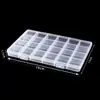 Caja de almacenamiento transparente de plástico PP con rejilla fija de 24 compartimentos para collares, joyería y accesorios, caja de almacenamiento para cuentas