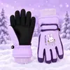 Crianças de 3 a 17 anos, crianças luvas infantis grossas à prova de frio, à prova d'água, à prova de vento, antiderrapantes, quentes, de algodão para neve para esqui, inverno
