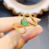 Anillo de Esmeralda Natural Popular al por Mayor de Fábrica Plata S925 Incrustado con Piedra Principal 4*6 Joyería de Lujo Venta Directa de Fábrica