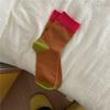 Meias Listradas Estilo Coreano para Mulheres, Meias Casuais de Algodão Quente para Outono e Inverno, Meias Longas Absorventes de Suor e Respiráveis, Meias Coloridas Empilhadas