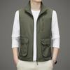 Chaleco Casual de Otoño Primavera y Otoño para Viajero Diario Chaqueta de Viajero para Hombres de Mediana Edad Chaleco Vertical con Múltiples Bolsillos