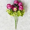 Nuevo ramo artificial de 6 cabezas de rosa, flores artificiales para sala de estar y comedor, cesta de flores decorativa, venta al por mayor del fabricante, flores de seda