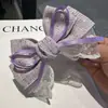 Presilha de Cabelo Laço Play Feminina Renda Malha Dongdaemun Estilo Doce Presilha Banana Acessório de Cabeça Transmissão ao Vivo