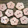 Botões de concha de flor de ameixa rosa vintage puramente naturais para artesanato DIY, botões de decoração de camisa naturais de alta qualidade