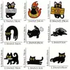 Broche de Liga de Metal Criativo Estilo Cartoon Japonês Série Gato Preto Formato de Gato Fofo Personalizado Emblema Metálico