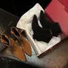 Zapatos Vaqueros de Piel de Vaca para Mujer Botines Cortos Otoño e Invierno Nuevo Estilo Coreano Piel Completa Puntiagudos Tacón Grueso Medio Botines de Manga para Mujer