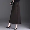 Saia evasê moderna, simples e casual para mulheres, novidade outono e inverno 2026, cintura alta, elegante, modeladora, cor sólida, comprimento médio