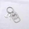 Abrebotellas de Cerveza Nuevo Transfronterizo Llavero de Acero Inoxidable Se Puede Grabar Colgante para Bolsa como Regalo del Día del Padre para Novio