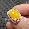 Anel de joia anel quadrado de cera de abelha imitação anel de cera de abelha amarelo-frango anel vivo anel de joia anel masculino e feminino