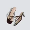 Novedad Verano 2026 Zapatos de Mujer Franceses de Tacón Alto con Punta Cuadrada, Sandalias de Moda Abiertas en la Punta y sin Espalda para Mujer