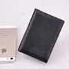 Porta-cartões de couro bovino clássico fresado Porta-cartões de couro genuíno Estojo para cartões Porta-moedas de couro macio em estoque Pressione o logotipo