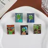 Broche original vintage pintura al óleo rana obra maestra rana kermit versátil animal ropa mochila insignia metálica
