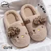 Pantuflas de algodón con diseño de gato de dibujos animados para mujer, pantuflas de interior para el hogar de invierno, lindas y cálidas, con suela gruesa, zapatos de algodón con forro de felpa, al por mayor