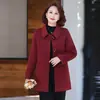 Abrigo de lana de doble cara para mujer, nuevo estilo otoño e invierno 2026, abrigo de lana para mujeres de mediana edad y mayores, elegante abrigo de lana para madres