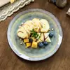 Prato de Cerâmica com Esmalte Rachado Gelo Retrô Prato de Jantar Especial de Alto Valor Prato de Louça Redondo Doméstico Prato de Salada Prato de Café da Manhã Utensílios de Mesa