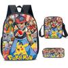 Mochila exclusiva transfronteiriça Baokemeng pokemon estudante mochila Pikachu mochila respirável e confortável de três peças