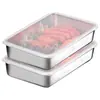 Caixa de Almoço Crocante de Aço Inoxidável Transfronteiriça Caixa de Embalagem Refrigerada para Geladeira Caixa de Armazenamento para Piquenique Prato Quadrado Tiramisu