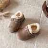 2026 Novos Sapatos Birkenstock Retrô Versáteis de Bico Redondo para Crianças Outono/Inverno Unissex Infantil Aveludado Espesso Quente Solado Espesso Sapatos de Algodão