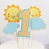 Fita Lua Sol Bandeira Cartão para Bolo de Aniversário Arco-Íris Estrela Plug-in Decoração Festa de Confeitaria Fantasia Suprimentos