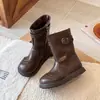 Botas de cano alto infantis estilo coreano transfronteiriças, nova coleção outono/inverno 2026, botas quentes para meninas, botas estilo Martin retrô para meninas