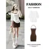 Vestido lencero ajustado de color marrón para mujer, un hermoso vestido de verano deslumbrante y único, un conjunto completo para el verano.