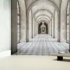 Mural Retro Nostálgico Tridimensional Estilo Europeo 2025 para Sala de Estar y Comedor Tela de Pared de Fondo Extendida 3D Pasillo del Palacio de Versalles