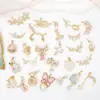 Accesorios para pulseras, collares, joyería DIY versátiles y creativos, colgante geométrico con circonita de rhinestone microincrustada, chapado en cobre de oro real 18K