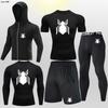 Traje deportivo de fitness transfronterizo para hombre, para correr, entrenar, primavera y verano, de secado rápido, muy elástico, ajustado, para correr por la mañana y por la noche, para baloncesto.