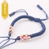 Cuerda de Mano Tejida de Flor de Durazno Semiterminada Diseño DIY Pulsera Portátil Cuentas de Transferencia Tarjeta de Mano Hebilla Segura Pulsera para Mujer