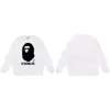 Moletom BAPE com estampa de cabeça de macaco estilo japonês, tendência transfronteiriça, gola redonda, unissex, corte solto, jaqueta de manga curta para outono e inverno