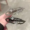 Grampo de Cabelo Estrela com Strass de Luxo Leve com Toque de Alto Padrão, Presilha Oval Tendência para Franja, Acessório de Cabelo Lateral, Grampo de Cabelo, Presilha Lateral de Cabelo para Mulheres
