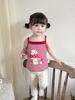 Lindo Top de Tirantes Estampado para Bebé Verano 2025 5219 Nuevo Conjunto de Dos Piezas de Leggings Florales para Niña
