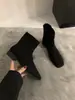 Botines retro de estilo coreano para mujer, de ante, puntera cuadrada, versátiles, con tacón grueso, perfectos para otoño e invierno