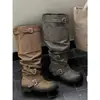 Botas de Caña Alta para Piernas Anchas con Diseño de Nicho, Nuevo Estilo Otoño e Invierno 2026, Botas de Montura Versátiles con Punta Redonda y Caña Alta para Mujer