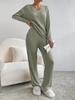 Conjunto de dos piezas transfronterizo para mujer 2025 Otoño Nueva Moda Casual Pantalón Recto Elegante Suelto Cuello en V Tejido de Punto con Rayas