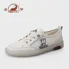 Sapatos femininos Gongyang originais, modelo novo, couro genuíno, malha respirável, sapatos casuais, sola macia, confortáveis, antiderrapantes, tênis esportivos femininos