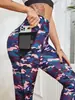 Pantalones Deportivos Estampados Digitales de Primavera y Otoño, Pantalones de Yoga con Parches de Malla Camuflada para Mujer, Pantalones Ajustados de Running de Secado Rápido
