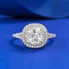 Joias Mujing 2024 novo Prata S925 1,2 quilate pequeno cristal açúcar luxo almofada de encaixe 6*6 anel de diamante branco