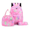 Mochila Escolar Casual de Moda Transfronteriza de Tres Piezas Mochila para Estudiantes Mochila Escolar para Campus Tres en Uno Bolso de Hombro Lonchera