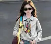 Conjunto de Ropa de Otoño para Niñas Estilo Coreano Casual Fresco Estilo Callejero Sudadera con Capucha de Cuello Retro Graffiti Jeans de Pierna Ancha Desgastados