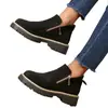 Nuevas Botas Martin de Invierno/Otoño 2025 para Mujer, Punta Redonda, Cremallera Lateral, Tacón Grueso, Talla Grande, Comercio Exterior Transfronterizo, Botines