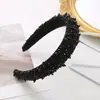 Diadema Barroca con Adornos de Cristal, Elegante y Estilosa Accesorio para el Cabello de Pedrería Negra con un Toque de Lujo, Adecuada para Volumen Craneal Alto
