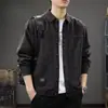 Camisa Jeans Lavada Degradê Masculina Primavera Americana Solta com Bolso Masculina Retrô Manga Longa Jaqueta Tendência