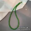 Colar de Contas de Calcedônia Verde Meida Corrente de Cauda em Prata Esterlina S925 Nova Chinoiserie Luxo Acessível Corrente de Clavícula de Nicho Novo Estilo 2024