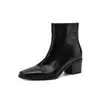 Botas Chelsea de alta qualidade, simples, versáteis, para o dia a dia, de couro bovino, Outono/Inverno 2026, salto grosso, salto médio, bico quadrado, botins de couro genuíno, femininas