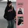 Moletom preto feminino, novo modelo inverno 2026, extremamente estiloso, estilo casual, forrado com fleece, com capuz, jaqueta estilo americano, moderno