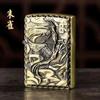 Isqueiro de bronze querosene criativo relevo quatro bestas divinas dragão tigre branco pássaro rosa basalto atacado push